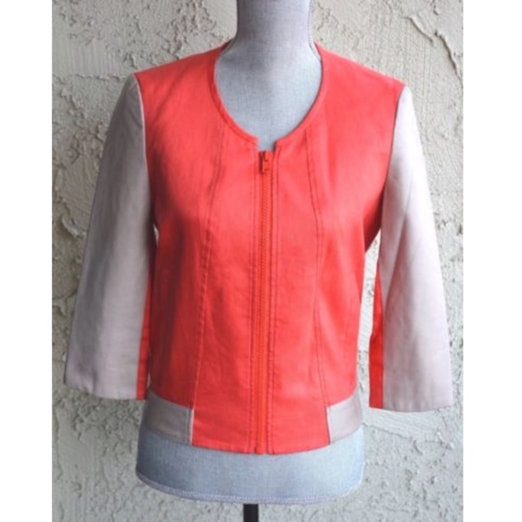 Helmut Lang Coral red Glossy Linen bomber jacket - Picture 7 of 7